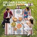 HAUSPROFI Extra Large Picnic Blanket 80"x80" – Waterproof Outdoor Mat for Beach, Camping, Park & Garden, Portable with Carry Strap & 4 Stakes, Machine Washable, Bohemian Pattern