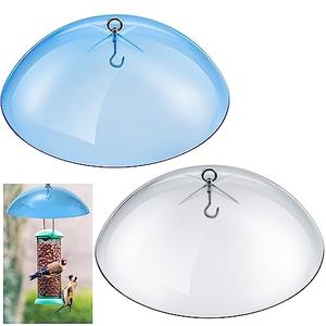 2 Pcs 10 Plastic Bird Feeders Protective Cover Dome Rain Proof (Clear, Blue)