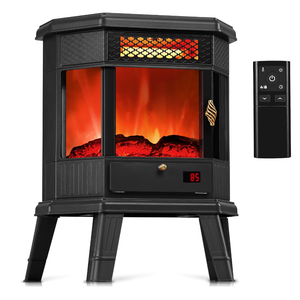 Electric Fireplace Heater 22 in Freestanding Fireplace Stove Infrared Fireplace RealSmart with 3D Flame Effect Remote Control, Timer, Overheating Protection Heater for Indoor Use Black