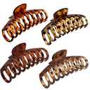 OWIIZI Large Hair Claw Clips for Women 4.3" Matte Leopard Jumbo Hair Clips Non-Slip Ponytail Barrette Strong Hold Claw Clips for Girls Long Thick Hair (4Packs)