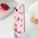3 x NITITOP Compatible with iPhone 15 Plus Case Cute Clear Cherry Bowknot Design for Women Girls Bow Ribbon Soft Fit Slim Stylish Anti Yellowing Protective Phone Cover - Light Pink