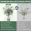 15.74” Artificial Eucalyptus Stems in Glass Vase with Faux Water & Natural Stones, Lifelike Fake Greenery for Modern Farmhouse Home Decor, Bathroom Decor, Office Desk Centerpiece