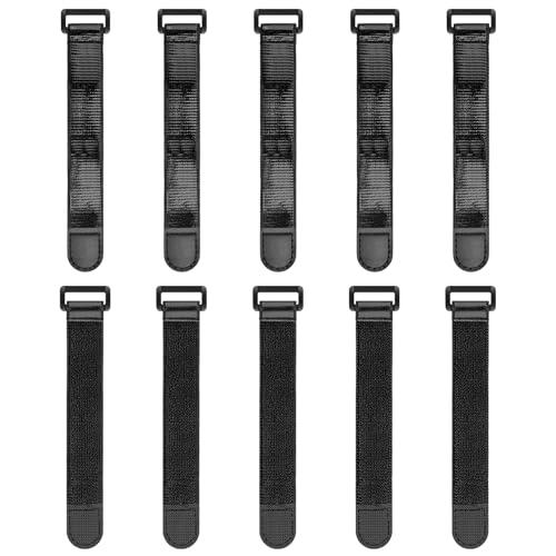 Trilancer Elastic Cinch Straps with Anti-Slip Strips, 6’’ x 1’’ (10 Pack) Heavy Duty Multipurpose Hook and Loop Straps for Extension Cords, Cables, Ropes,Hoses, Bike,Pant Garters,Garage and Workshop