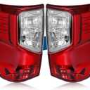 Tail Light Assembly Compatible with Nissan Titan 2017-2023 / Titan XD 2016-2023, Halogen Type Rear Lamp with Bulbs Replacement for 26555-EZ23D 26550-EZ23D, Red+Clear Lens, Left and Right Side (Pair)