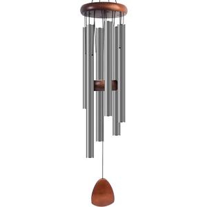 Large Aluminium Wind Chimes 37 Inches to Create a Zen Atmosphere Suitable for Outdoor, Garden, Patio Decoration. Classic Wind Chimes with Wind Catcher Suitable as A Gift for Unisex,Silver Grey