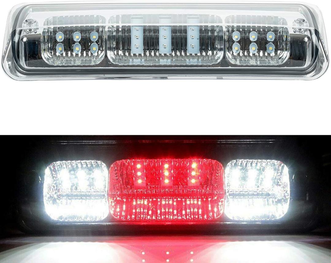 Third 3rd Brake Light LED Replacement for Ford F150 Lobo 2004 2005 2006 2007 2008, 07-10 Ford Explorer Sport Trac, 06-08 Lincoln Mark LT, High Mount Stop Light Assembly, Clear Lens