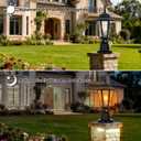 15" Dusk to Dawn Outdoor Post Light, Modern Black Outdoor Lamp Post Light Fixture, Lamp Posts Exterior Lighting Pole Lantern for Outside Porch Garage Street, Waterproof Aluminum & Glass, 1 Pack, E26