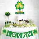 St. Patrick's Day Decoration Welcome Hanging Shamrock Door Wreath for Front Door Sign Wall Signs Shamrock Clover Spring Decor Irish Sign for Home Decor Party Outdoor Indoor Wooden 12 inch