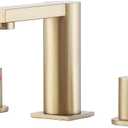 Gold Bathroom Faucet 3 Hole, Widespread Bathroom Faucet Brushed Gold, 2-Handles 8 Inch Centerset Bathroom Sink Faucets with Water Hoses and Drain Faucets for RV Bath Vanity Lavatory, RH079GVAL