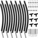6 PCS Trampoline Curved Pole Replacement, Universal Curved Enclosure Net Poles for 8-16ft Frame, with Plastic T Connector, Mounting Hardware, Foam Cover Padding