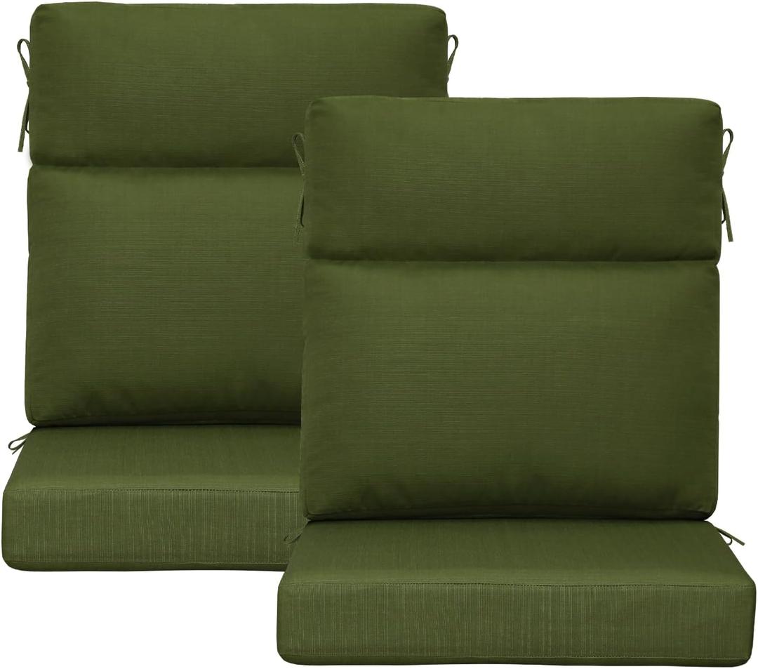 Outdoor High Back Chair Cushion, 2 Pack 44x21 inches Patio Chair Cushions Water Repellent Rocking Cushions Indoor Furniture Seat Pad, Deep Forest Green