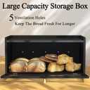 ETMI Black Bread Box for Kitchen Countertop - Modern Bamboo Bread Box with Window Bread Storage Container