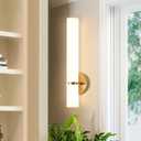 LED Dimming Wall Sconces 8W, 3000K Warm Lights Dimmable, White Lampshade Bathroom Vanity Lighting Wall Light Fixtures for Bedroom Dining Living Hallway, Antique Gold