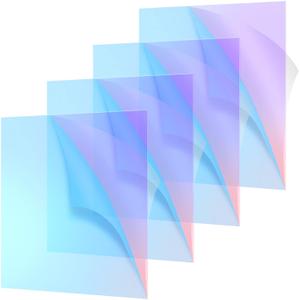 Kathfly Acrylic AB Sheet Colored Translucent Acrylic Iridescent Radiant Sheet Laser Cutting Board Panel for Glass, DIY Painting, Art Craft, 2 Sides Rainbow Like, 8 x 12 in(4 Pack,1mm Thick)