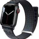 Sport Loop Nylon Band Compatible with Apple Watch Band 38mm 40mm 41mm 42mm 44mm 45mm 49mm Ultra 2 iWatch Series 9 8 7 6 SE 5 4 3 2 1 Strap, Fit for iPhone Watch Band Women Men Stretchy (Black Blue)