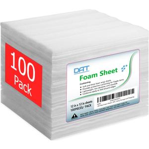 100 Pack Foam Sheets, DAT 12" x 12", 1/16" Thickness, Foam Wrap Cushioning Material, Moving Supplies for Packing Storage and Shipping