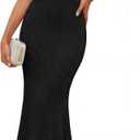 ZESICA Women's Summer Spring Sleeveless Knit Maxi Dress 2026 Boat Neck Bodycon Casual Vacation Party Sweater Dresses (Medium, Black)