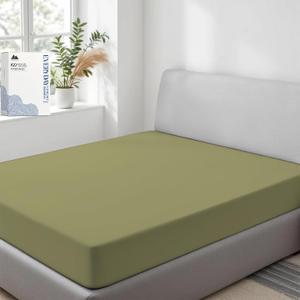Mayfair Linen 100% Organic Cotton Percale Weave Fitted Sheet King Size, Sage Green, 1 Deep Pocket King Fitted Sheet, Fits Mattress Upto 16" Crisp and Cool Bed Linen, Luxury GOTS Certified Sheets