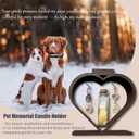Pet Memorial Gift for Loss of Dog/Cat, Heart Shape Tealight Candle Holder with Glass Bottle for Pet's Teeth Whiskers or Ashes, Pet Sympathy, Thoughtful Remembrance, Bereavement Gifts (colorA)