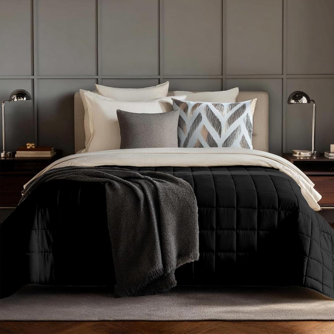 HomeSmart Queen Size Weighted Blanket, 20lbs, Black, 92"x88", Premium Ultra Soft Fabric, Heavy Weighted Blanket for Adults