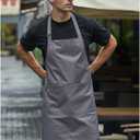 Adjustable Kitchen Bib Apron with 2 Pockets for Men Women - Dark Gray