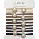 Cute Hair Ties with Faux Pearl, 3X Stronger Brown Elastic Ties Hair Accessories with Secure Gentle Hold