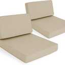 Outdoor Furniture Cushions 25.6x25.6 Inch, Deep Seat Patio Couch Cushions Replacement for Sectional Conversation Set Sofa Loveseat, Fade and Water-Resistant, Removable Cover, Set of 2, Natural, 25.6"x25.6"-13.5" Low Back-2 Pack