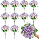 Olgaa 12 Bundles Peonies Artificial Flowers Fake Peony Bouquet Faux Peonies Flowers Bulk with Stems Flower Balls for Centerpiece Table Decorations Wedding Bridal Floral Arrangement (Purple)