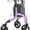 HOMLAND 3 Wheel Walkers for Seniors, Foldable Wheeled Rollator with Cane Hold and Cup Hold, Lightweight Three Wheel Rolling Walker Height Adjustable for Seniors
