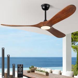 72 Inch Large Wood Outdoor Ceiling Fans with Lights and Remote
