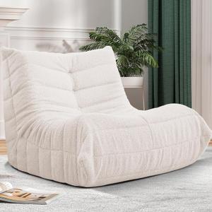 Bean Bag Chairs for Adults,Large Togo Chair,Comfy Bean Bag Couch | Giant Teddy Floor Sofa Chair with Non-slip Bottom,Bean Bag Lounger,Fireside Chair for Bedroom,Living Room-White