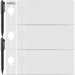 Blulu 100 Pack Closet Rack Dividers Rectangular with Marker Pen White Clothing Hanger Dividers Writable and Reusable for Sorting Clothing Size, Color