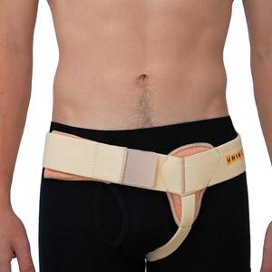 URIEL Left Side Hernia Belts for Men - Inguinal Hernia Belt for Men, Pre and Post Surgery Truss, Size Small, Cream (31-35 Inches)