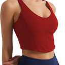 Women's Bustier Corset Crop Tank Tops Sleeveless Trendy Scoop Neck for Women Going Out Tops Summer Sexy High Impact (Red, M)