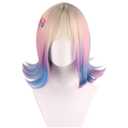 COSPLAZA Women Werewolf Short Middle Parted Blonde Blue Pink Costume Wig Halloween Party Dress Up Wigs Flipped Out Ends + 2 Hairpins