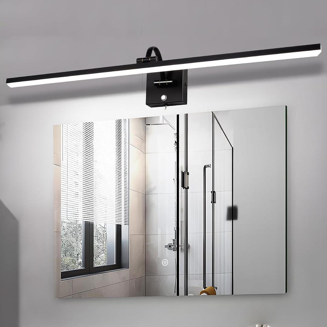 Plug in Bathroom Vanity Light Picture Light Vanity Lights for Bathroom LED Bar 35" 6000K 16W Touch Dimming Matte Black Wall Sconce for Living Room, Bedroom, Hallway, Cabinet & Porch