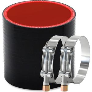 Straight ID 3" Silicone Hose Coupler, Reinforced 4-layer Wall 5MM with 2PCS T-bolt Clamps for Cold Air Intake, Turbo, Intercooler