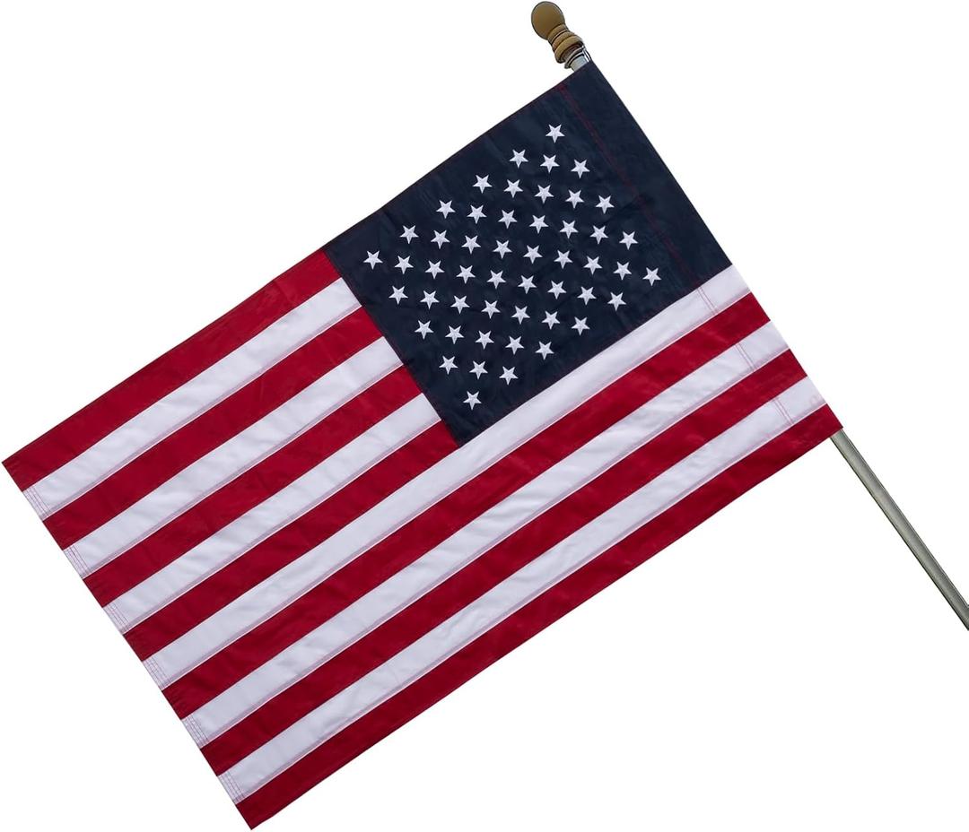 Bradford American Flag 3x5 ft Pole Sleeve for Outside, Heavy Duty Embroidered Outdoor American USA Flags, Vivid Color Polyester US Flag 3'x5'
