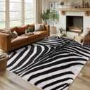 Zebra Rug Area Rugs for Living Room, 4x6 Animal Print Rug Machine Washable for Bedroom Dining Room Western Home Decor Non-Slip Low Pile Indoor Floor Carpet