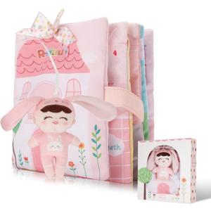 Soft Cloth Books for Baby Gift, Activity Quiet Cloth Books Developmental Toys,Interactive Baby Books for Toddlers Infants Kids Toys Gift for 0-2 Year Old Doll