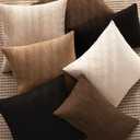 Foindtower Set of 2 Decorative Textured Burlap Linen Throw Pillow Covers Farmhouse Boho Lumbar Cushion Cover Solid Accent Pillowcase for Couch Sofa Bed Living Room Home Decor,1220 Inch,Black