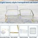 2PCS Elevated Double Cat Bowls,5.7" Pets Water and Food Bowl 15Tilted Transparent Raised Kitten Food Feeding Dishes with Iron Stand Anti Slip Kitty Dishs Rose Gold Bowl Set for Kittiens