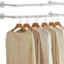 IBUYKE Industrial Pipe Clothes Rack Set of 2, 37 Inch Wall Mounted Clothing Rack, Space-Saving Hanging Closet Rod, Heavy Duty Multi-Purpose Garment Rack for Closet and Laundry Room, White TYJ001W-2