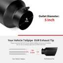 Richeer 5 to 8 inch Exhaust Tip, 5" Inlet 8 Outlet 15 Overall Length Stainless Steel Exhaust Tip Surface Polished Finish Universal for Vehicles with 5" O.D. Exhaust Tailpipe, Rolled Edge, Bolt on