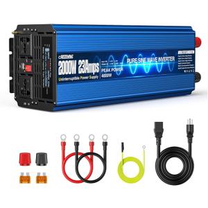 2000W Sump Pump Battery Backup System, UPS Inverter with LCD Screen