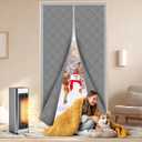 Thermal Door Curtain, Magnetic Insulated Draft Stopper, Windproof Doorway Curtain Cover 32x80 Fits Door Size 30x78, Temporary Insulation Cover for Summer Winter Doorways Gray