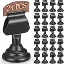 Kathfly 24 Pcs Wedding Table Number Holders 1.7 Inch Metal Black Mini Place Card Holders Bulk Harp-clip Table Sign Stands Card Holder Display Picture Memo Notes Menu for Restaurants Birthday Decor, Black