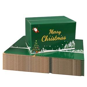 10x7x6 Inch Christmas Gift Boxes Medium 30 Pack, Green Mailing Shipping Boxes for Small Business, Corrugated Cardboard Boxes for Shipping Packaging Supplies