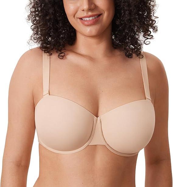 Women's Inbarely Plus Balconette Bra Plus Size Full Coverage Seamless Unlined Underwire Bras, Size 34 B