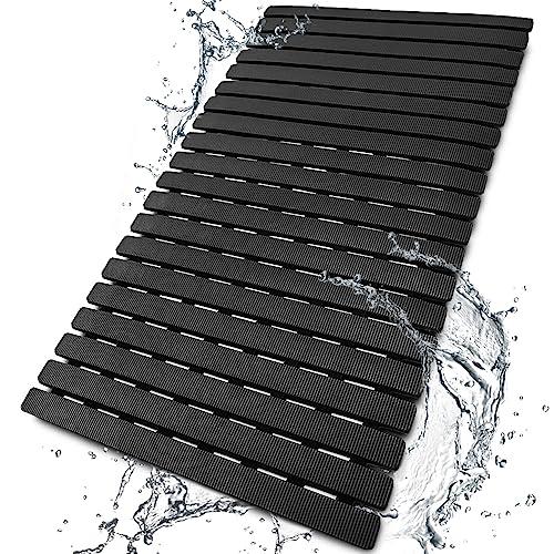 BEMISO BEMISO Shower Mat Non Slip Bathtub Mat with Suction Cups and Drain Holes 24x36 Inch  Inch Bath Mat for Tub & Shower.Easy Dry,Easy to Cut,Eco-Friendly